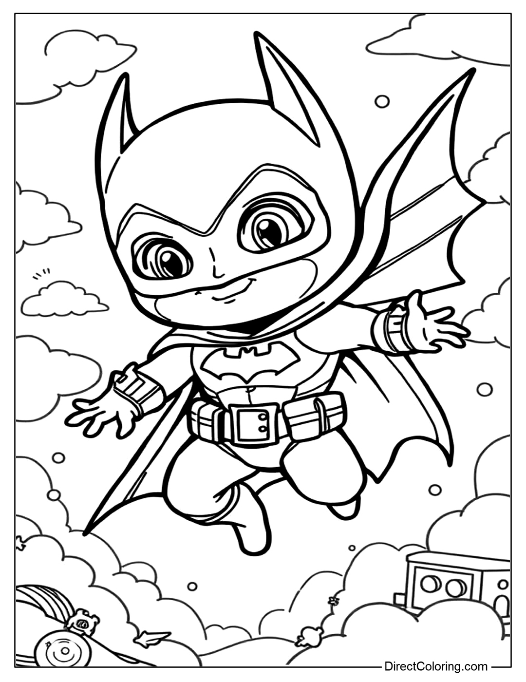 Chibi Batman Free Coloring Page